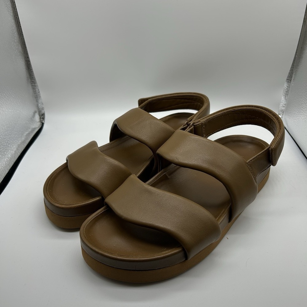 Vince Sandals Womens 8.5 Gemini Brown Leather Two Strap Platform Comfort Shoe